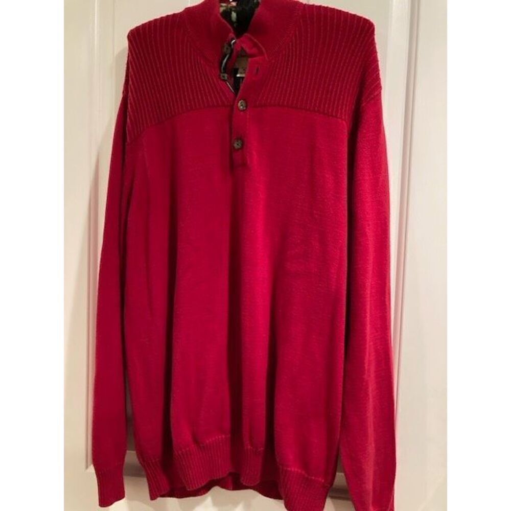 G.H. Bass & Co Men's Red Pullover Sweater Mock Neck Size XL EUC